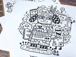 黑白涂鴉| 可愛治愈的擠娃娃