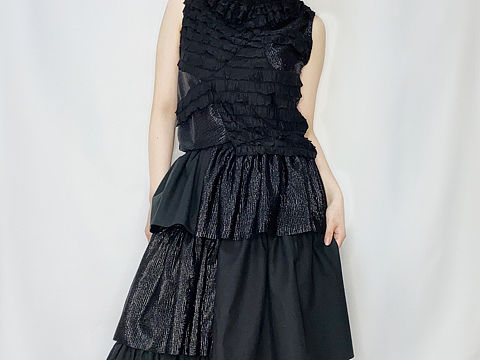 不对称tops skirt 套装