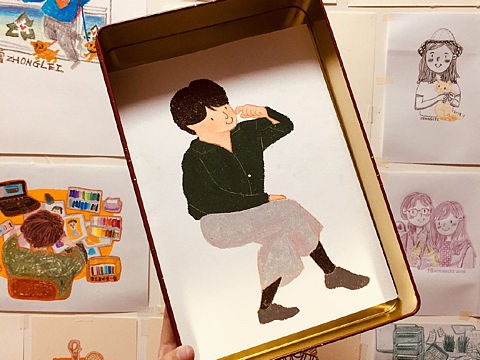 手绘油画棒小画