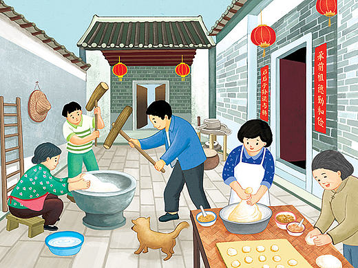 糖里记鹏城茶果系列包装插画