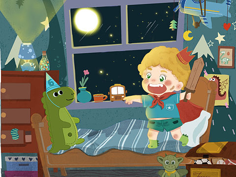 淘气男孩的恐龙房间