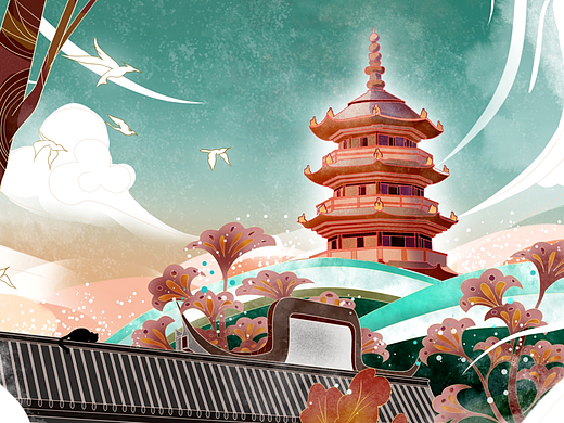 福州三坊七巷——两张国潮习作插画-创作习作80天前添加表情还没有收