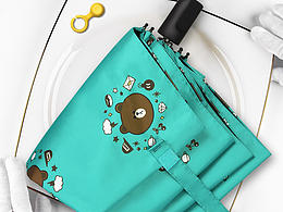 綠色布朗熊黑膠傘