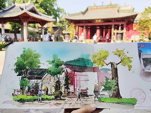 城市速写-黄埔-南海神庙-南湾水乡-画画写生