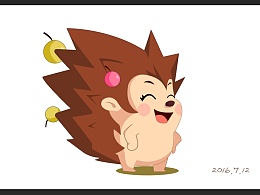 新版葫芦娃里面的小刺猬,笑起来的声音简直萌翻了~~第一次用ps画