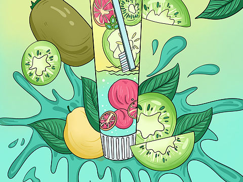 水果味牙膏包装插画