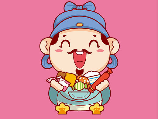 卡通矢量插画  吃货小财神  临摹