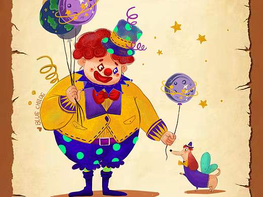 小丑的生活很简单（个人主页-ZNTEwMTY2NzI=） - 儿童插画 - 站酷设计师植蓝大白原创素材 - 站酷ZCOOL