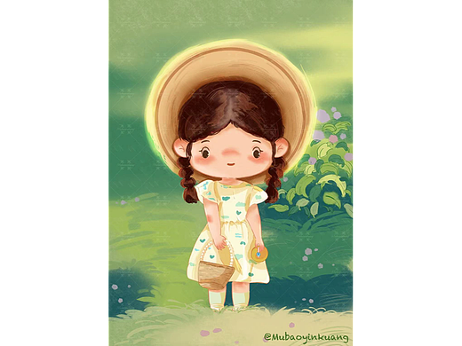Procreate水彩人物插画-森系女孩