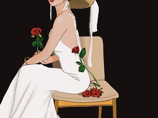 婚礼插画   请帖设计   背景板设计