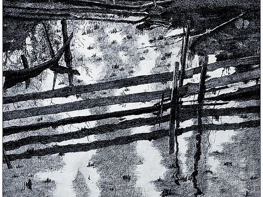 钢笔画《展望之春》