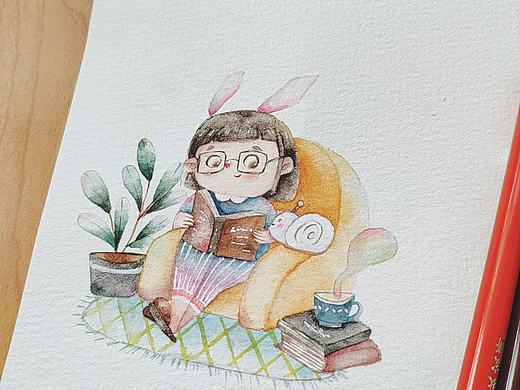 水彩小场景插画