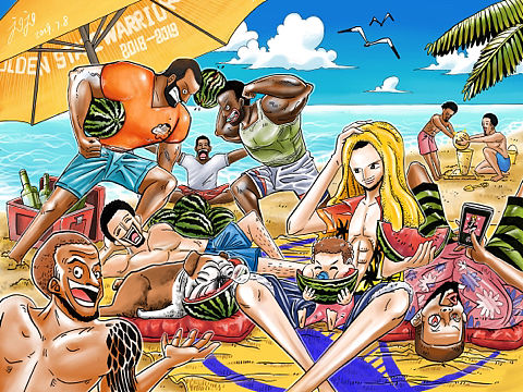 【海贼风】18-19勇士队全家福