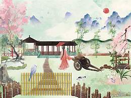 春色满园系列插画设计