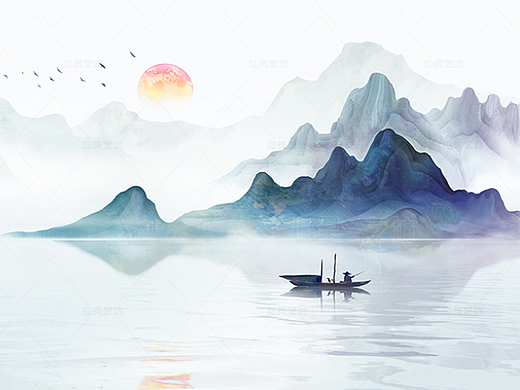 中国风意境水墨山水画