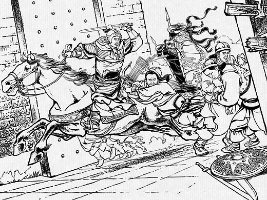 连环画、漫画、四大名著三国演义刀马 国画
