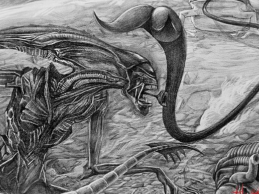 青蛙吐舌头--大战异形骤图（个人主页-ZMTI0MDU2NTY=） - 创作习作 - 站酷设计师最栈鬼的人原创素材 - 站酷ZCOOL