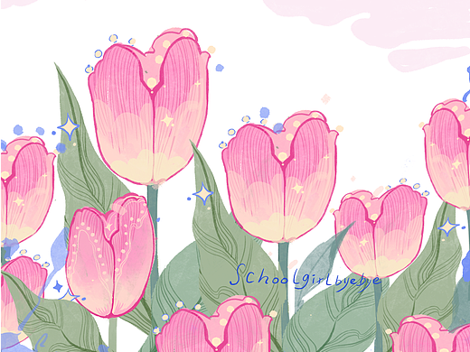 图案设计 | &#39;傍晚去太子湾吗&#39; 郁金香清新花卉图案设计