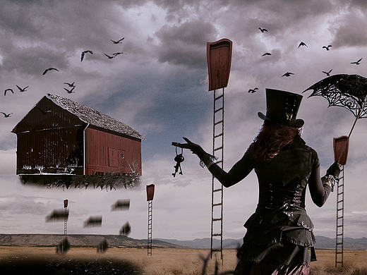 阿门教你PS 练习悬浮场景合成海报 