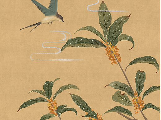 中秋节桂花玉兔插画