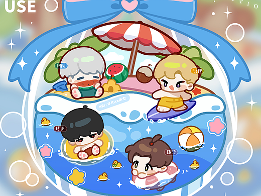 【文创周边】原创q版多人物漂流瓶卡通形象设计