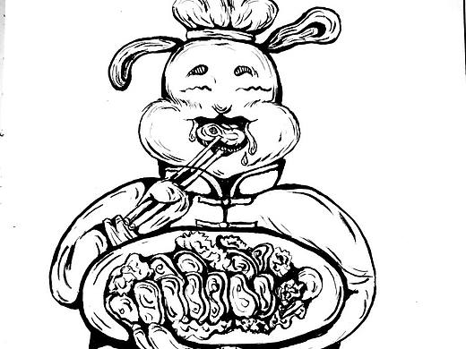 兔儿爷  北京烤鸭 风格线描  创意形象