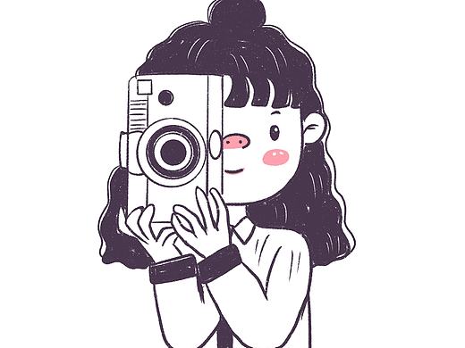花栀子插画：可爱黑白女生头像