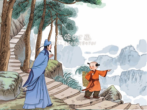 唐诗三百首原创配画插画（红绘）