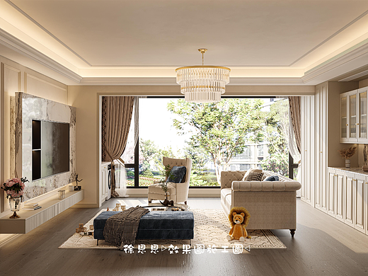 现代美式，淡雅清新的空间，稳重档次感