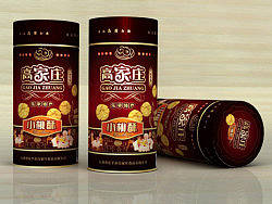 休闲食品包装设计、方便携带的罐装食品包装设计、高家庄食品包装盒设计、桃酥包装盒设计、糕点包装设计