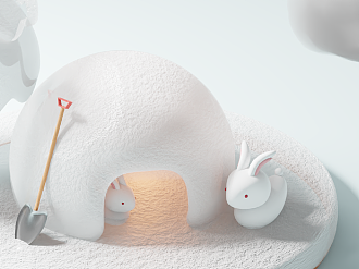 Blender场景构建｜小雪屋