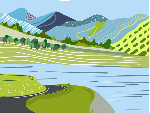 夏日的公路旅行插画海报