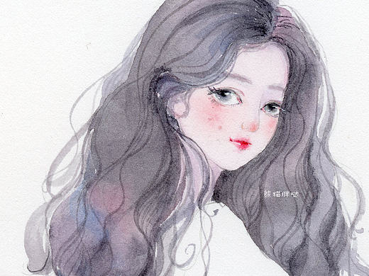 【小熊猫】水彩手绘人物水彩插画教程人物卡通头像手绘水彩头发教程