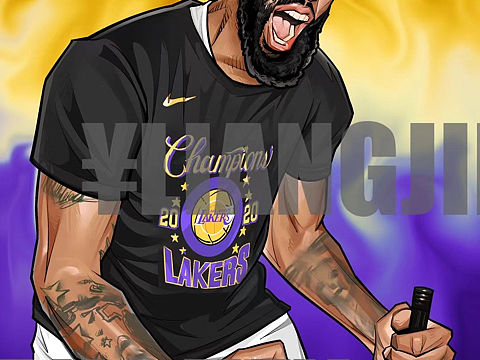 《安東尼戴維斯·湖人總冠軍》（個人主頁-ZNTQ0MzI4ODg=） - 商業(yè)插畫 - 站酷設計師高橋介磊原創(chuàng)素材 - 站酷ZCOOL