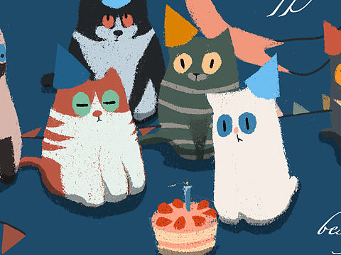 《我朋友的生日》…看起来不是很开心样子…（个人主页-ZMzgwNzUzMjA=） - 商业插画 - 站酷设计师李子是女大王原创素材 - 站酷ZCOOL