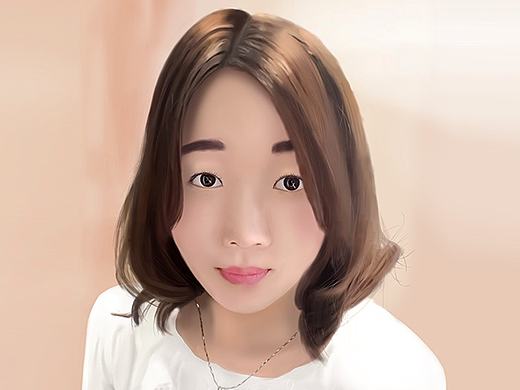 手绘写实柔美女孩