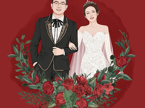手绘婚纱照（个人主页-ZNDk5NTE1ODA=） - 艺术插画 - 站酷设计师叫我小茗就行原创素材 - 站酷ZCOOL