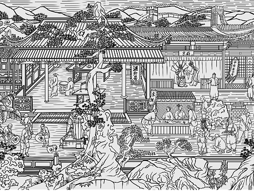 白酒线描插画设计