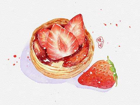 ipad水彩 草莓甜品合集