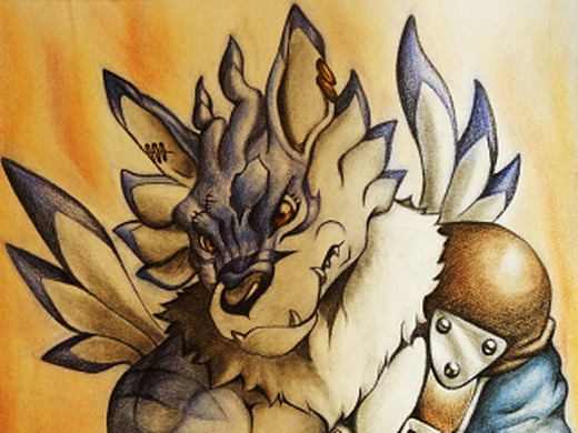 数码宝贝 手绘狼人加鲁鲁兽