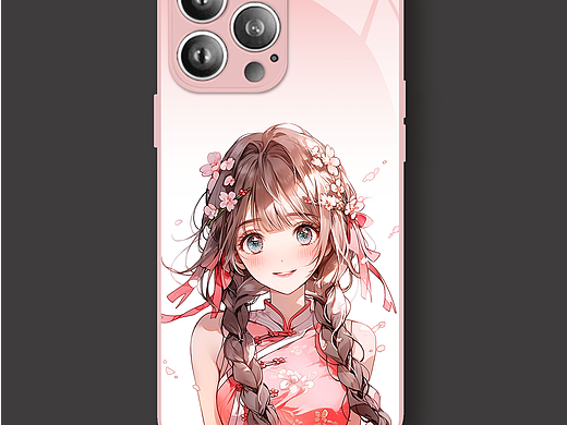 国潮风美少女手机壳图案原创