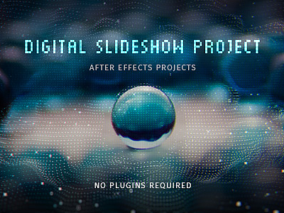 AE模板|独特未来感微妙毛刺效果漂浮粒子平滑过渡数字