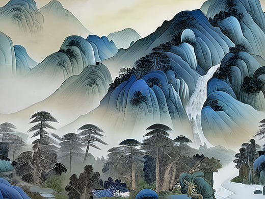 作品合集冰山一角之山水画迎客松会客厅背景画面贡嘎山
