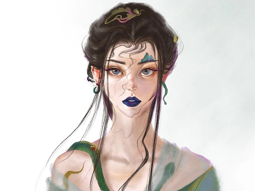 厚涂临摹-涂弥-青蛇