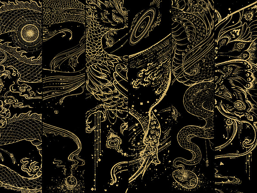 金描幻獸 - 孵化系列作六幅
