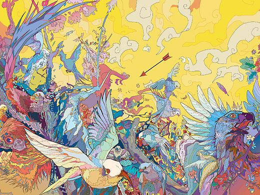 最后的百鸟羽衣系列插画设计