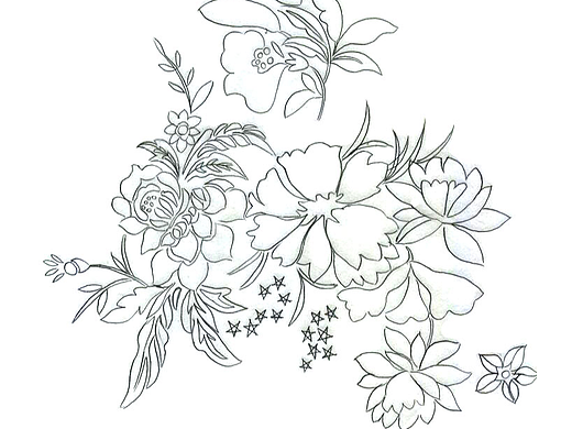 花朵线型白描图服装高定蕾丝礼服图案设计