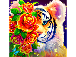 填色游戲插畫(huà)-老虎花卉