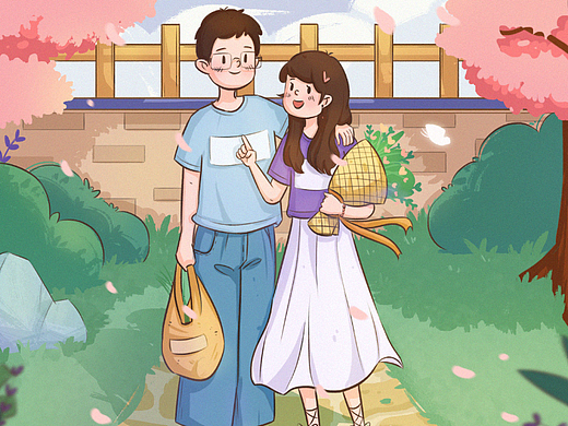 原创插画|插画场景|小情侣日常插画