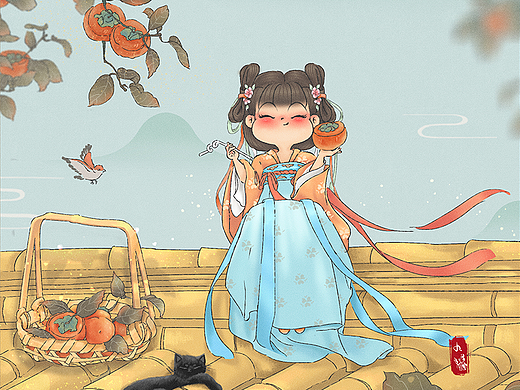 原创古风插画｜红墙四季系列